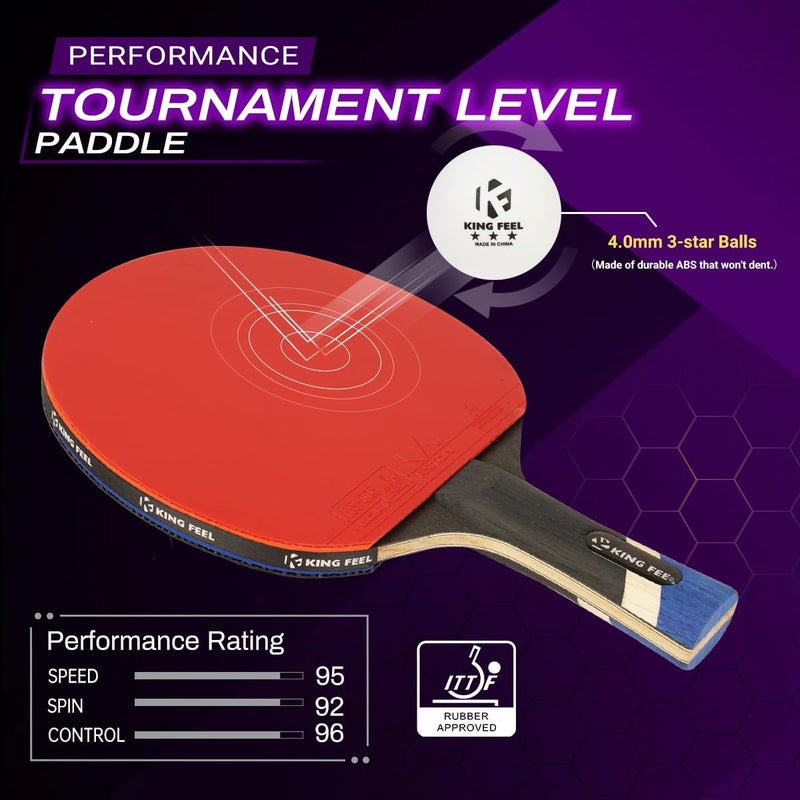 KINGFEEL Professional Ping Pong Paddles-Lightweight Carbon Fiber Table Tennis Rackets with 7-Ply Blade, 2.0mm Premium Sponge, ITTF Approved Rubber - for Tournament-Level Performance Table Tennis Paddles - Image 3